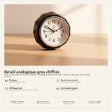 Réveil analogique gros chiffres multicolore