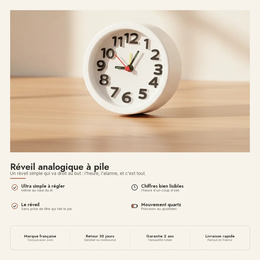 Réveil analogique à pile