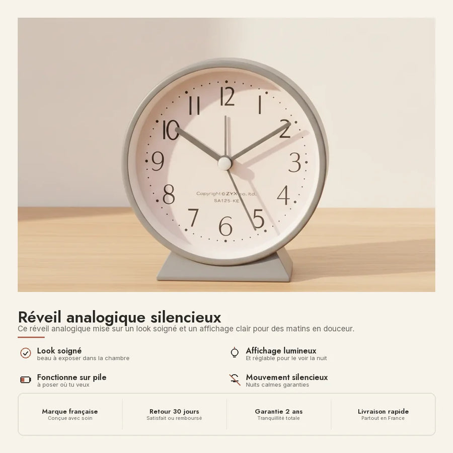 Réveil analogique silencieux
