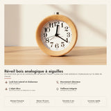 Réveil bois analogique à aiguilles