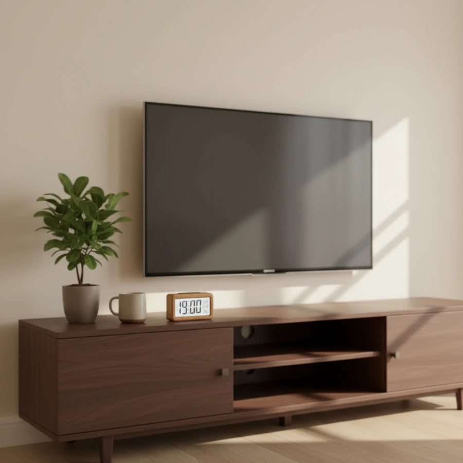 Réveil bois digital LED avec température