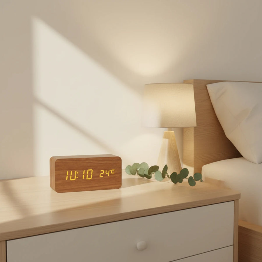 Réveil bois LED naturel