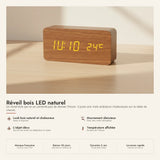 Réveil bois LED naturel
