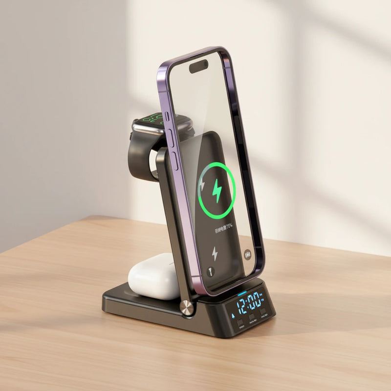 Réveil chargeur induction avec affichage 12/24h