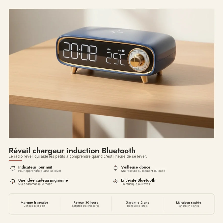 Réveil chargeur induction Bluetooth