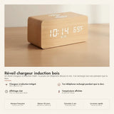Réveil chargeur induction bois