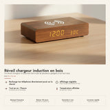 Réveil chargeur induction en bois
