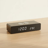 Réveil chargeur induction en bois