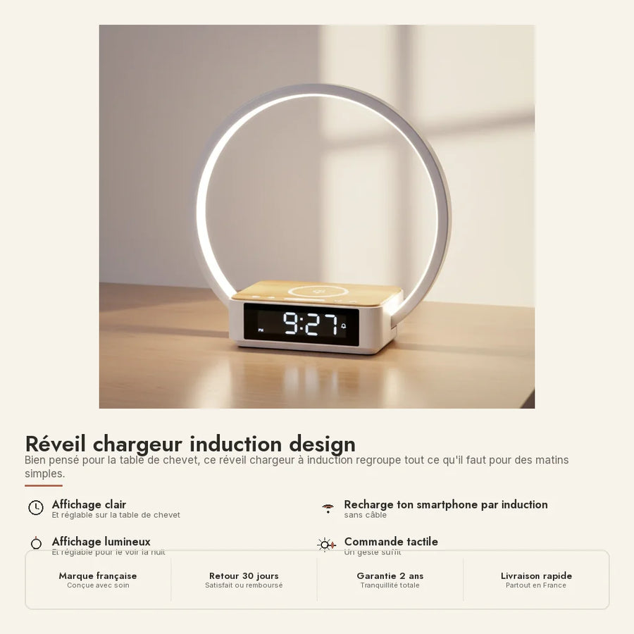 Réveil chargeur induction design