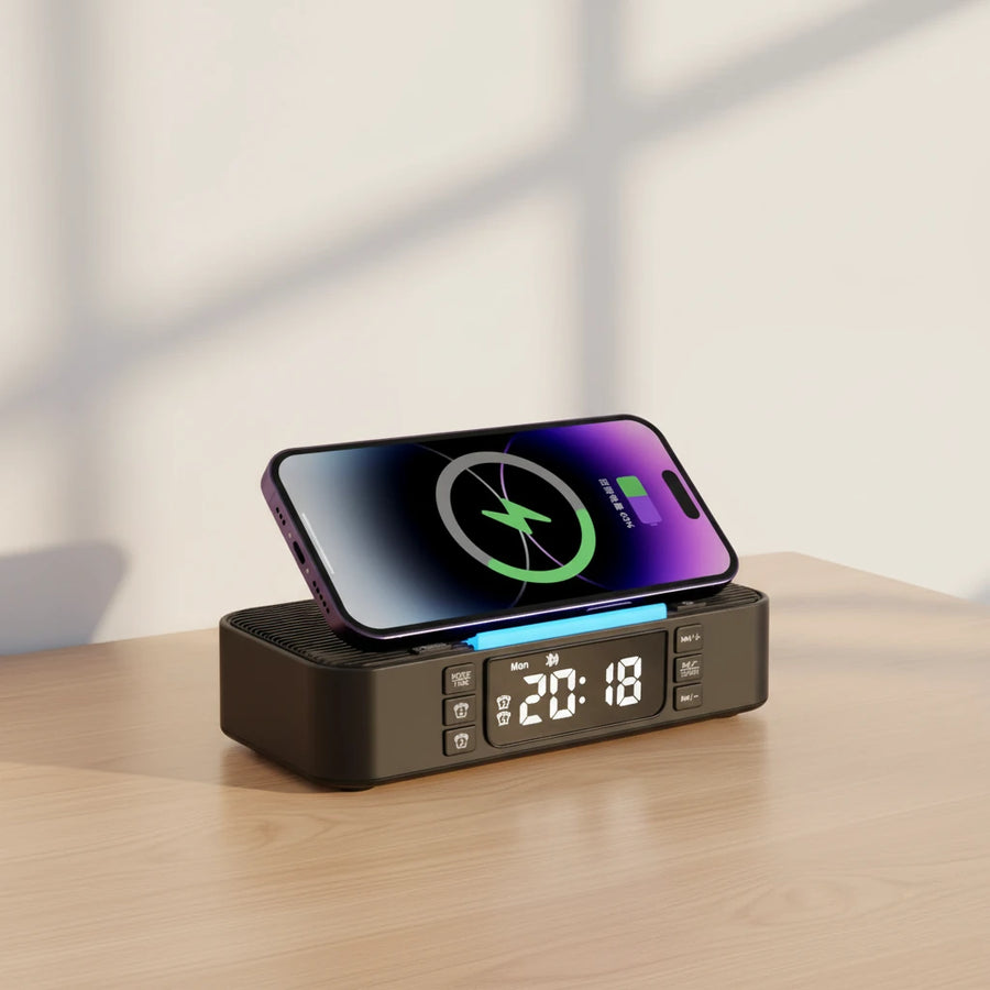 Réveil chargeur induction enceinte veilleuse