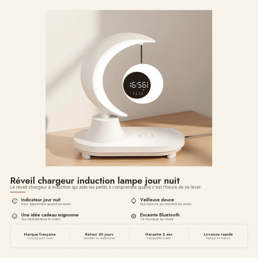 Réveil chargeur induction lampe jour nuit