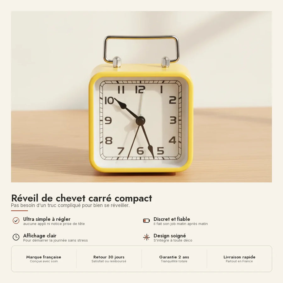Réveil de chevet carré compact