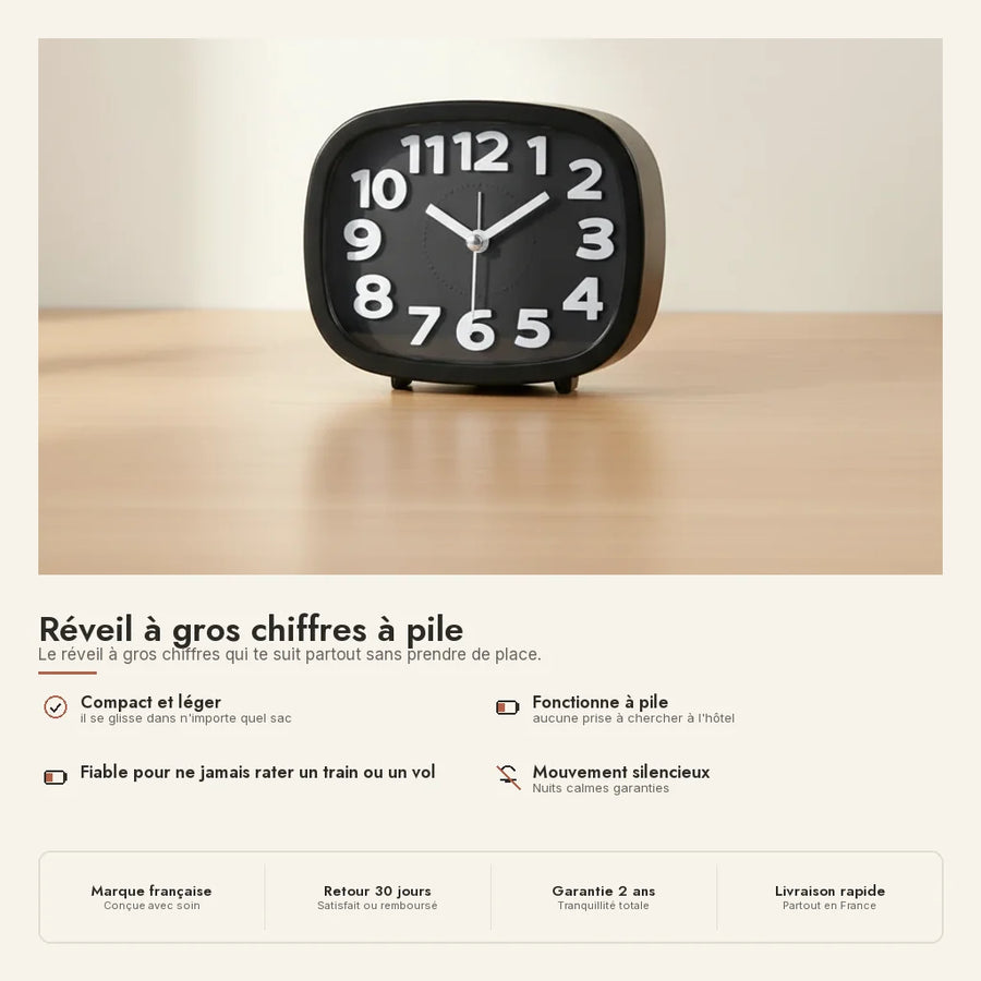 Réveil de voyage à gros chiffres