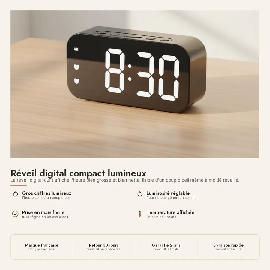Réveil digital compact lumineux