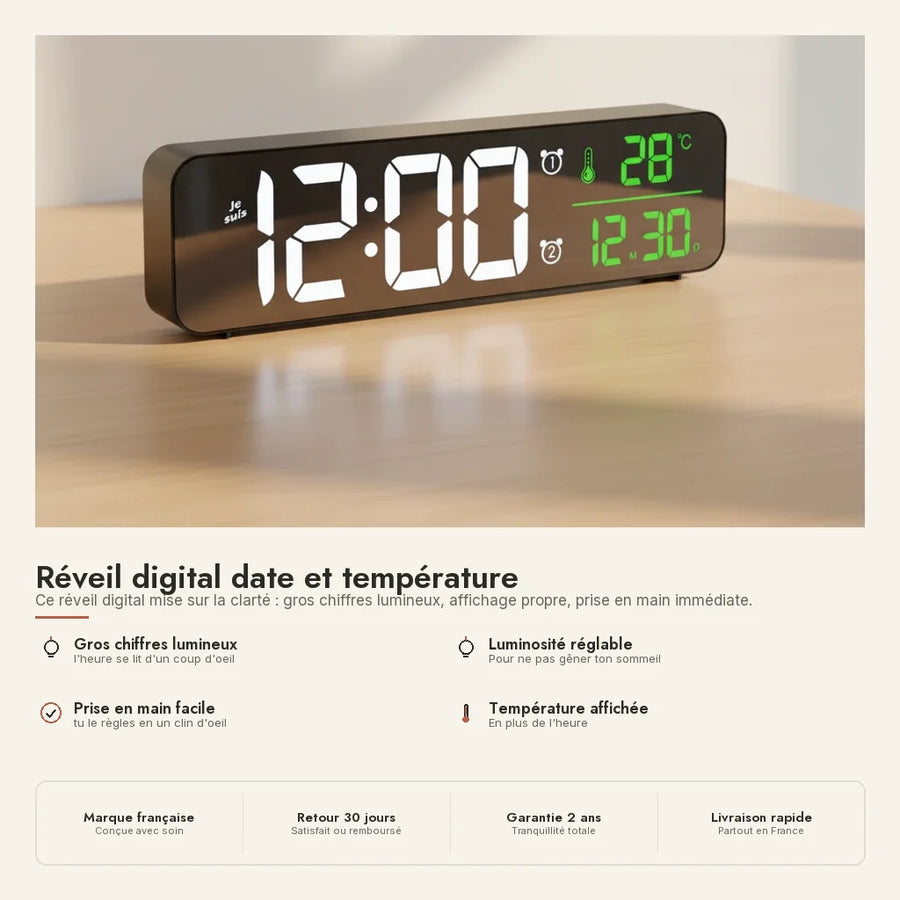 Réveil digital date et température