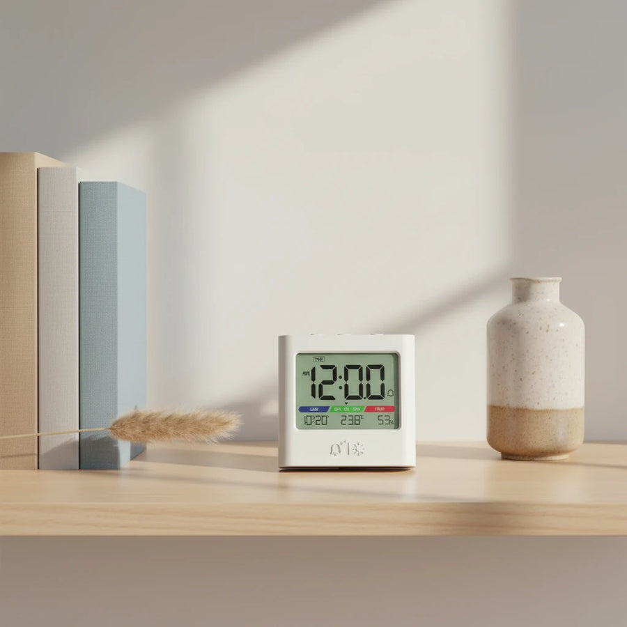 Réveil digital à pile, thermomètre intégré