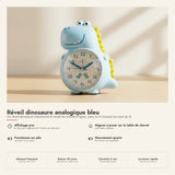Réveil dinosaure analogique bleu