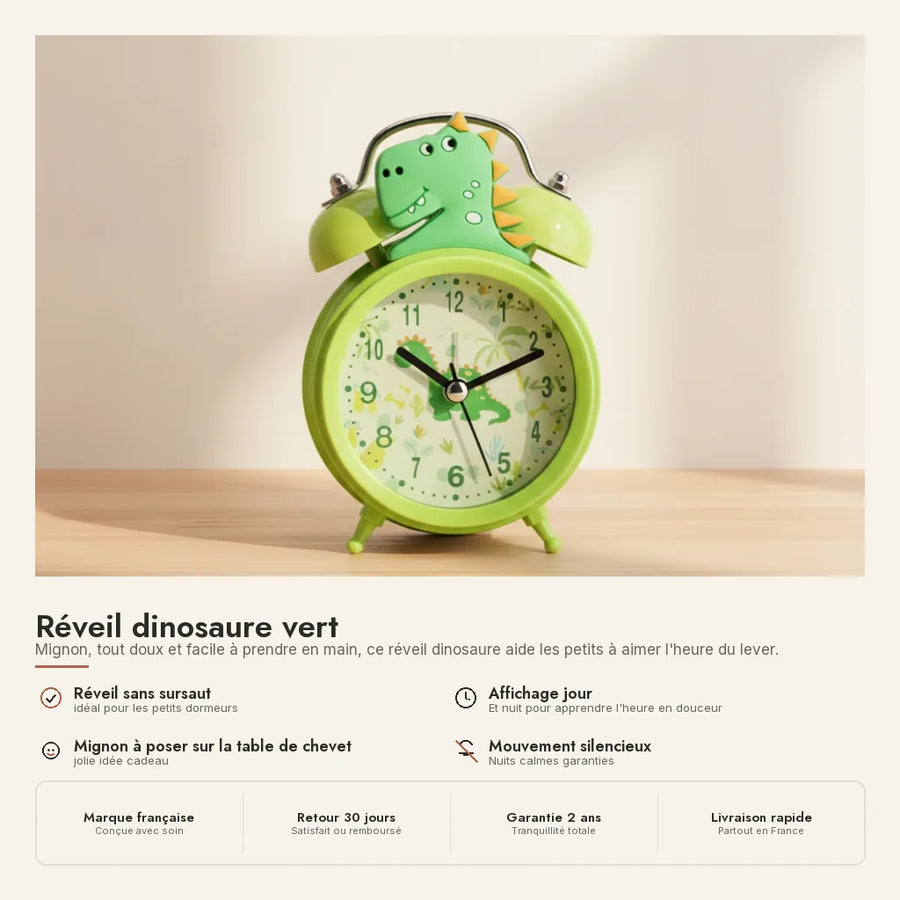 Réveil dinosaure vert
