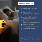 Les caractéristiques du réveil éducatif jour nuit ours bruit blanc