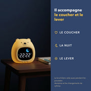 Les moments de la journée accompagnés par le réveil éducatif jour nuit ours bruit blanc