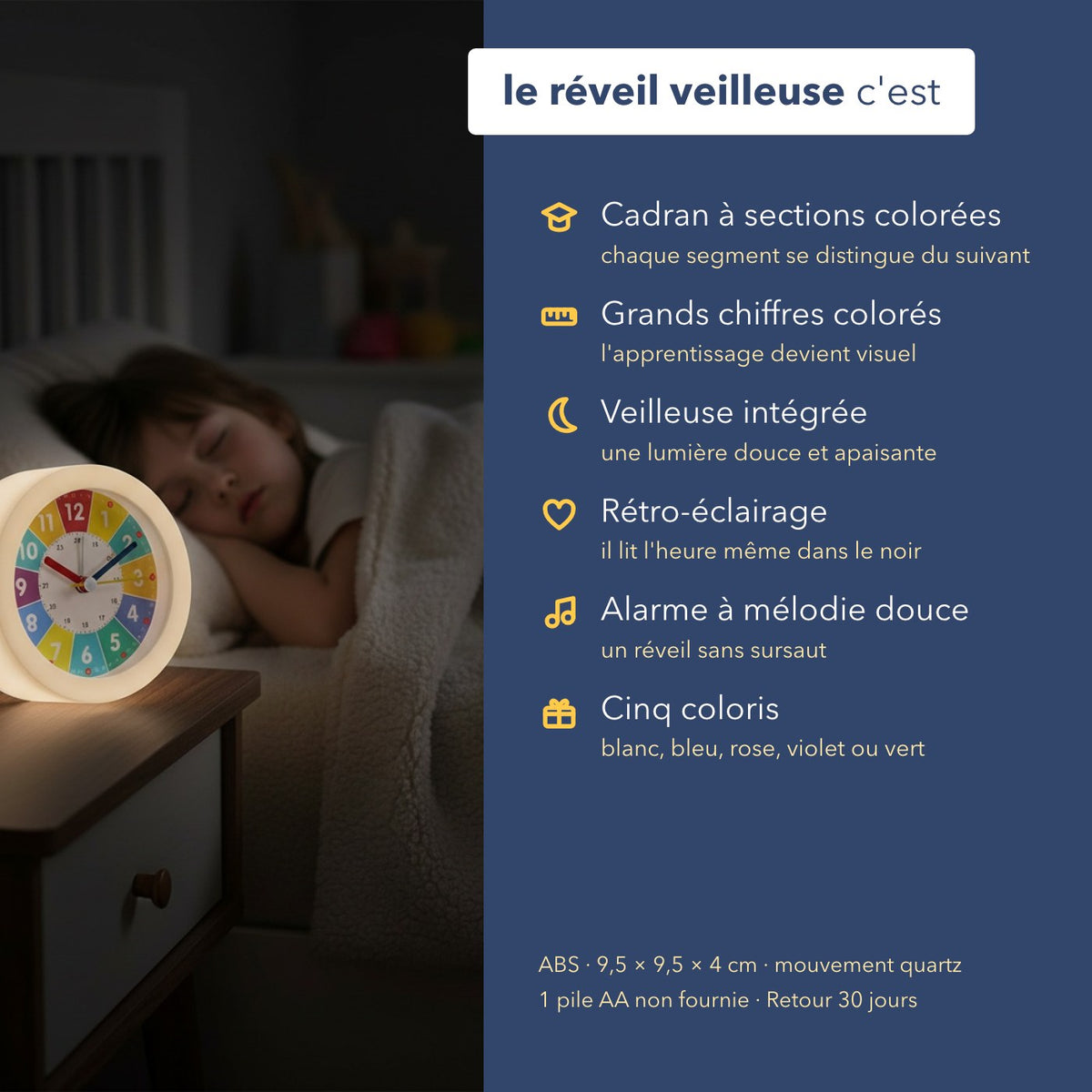 Les caractéristiques du réveil éducatif veilleuse intégrée