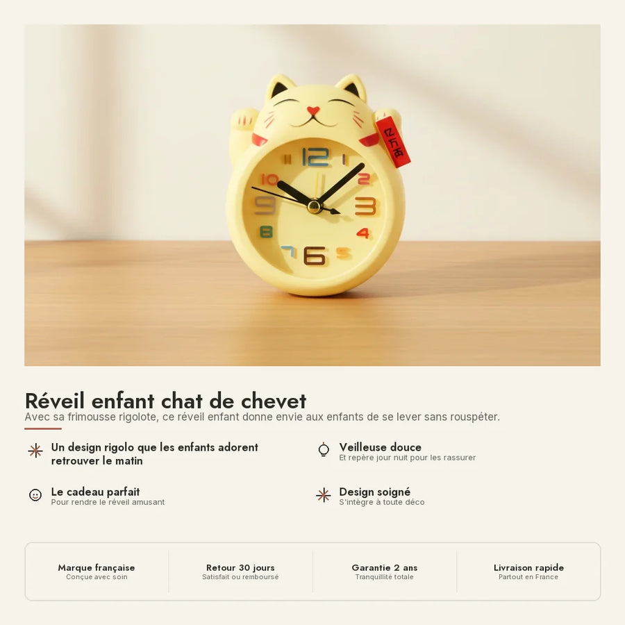 Réveil enfant chat de chevet