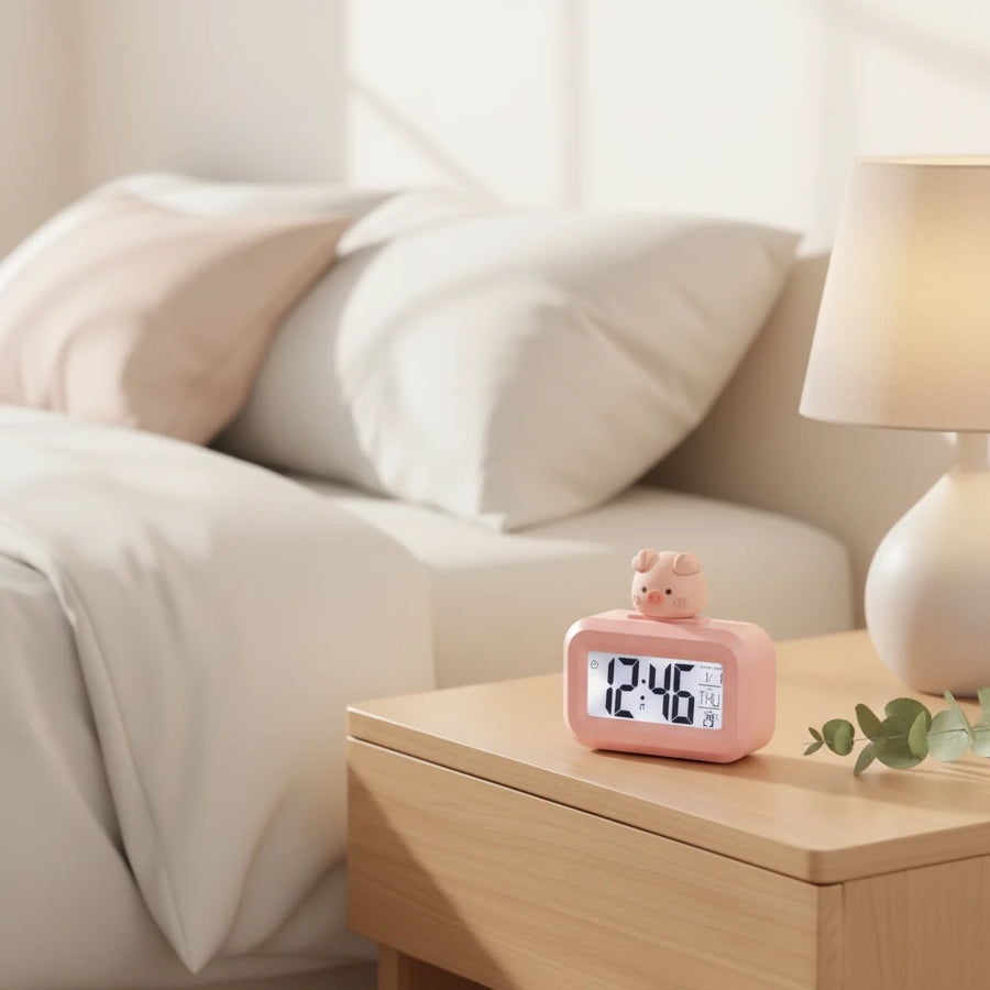 Réveil enfant cochon rose