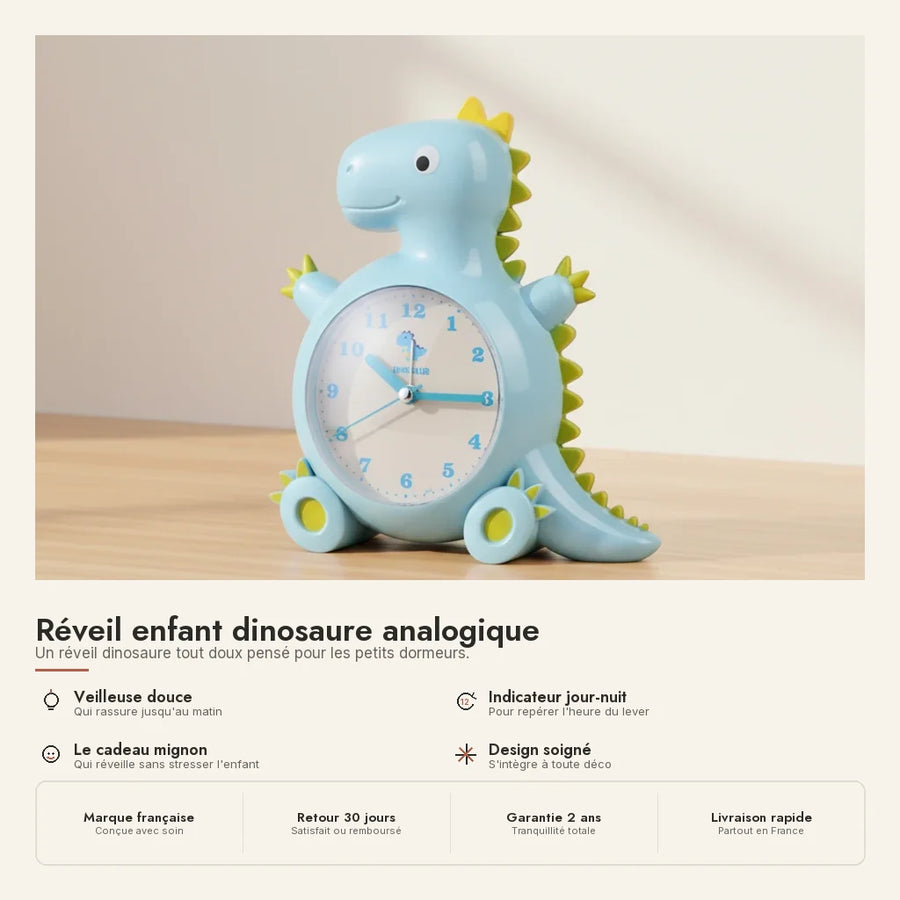 Réveil enfant dinosaure analogique