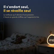 Réveil enfant éducatif veilleuse lapin en situation dans une chambre d'enfant