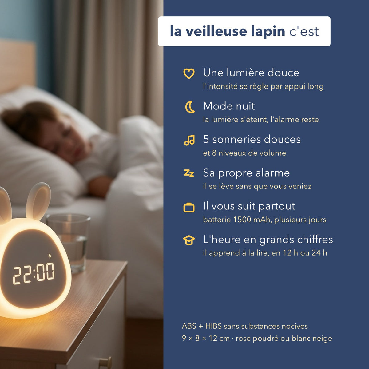 Les caractéristiques du réveil enfant éducatif veilleuse lapin