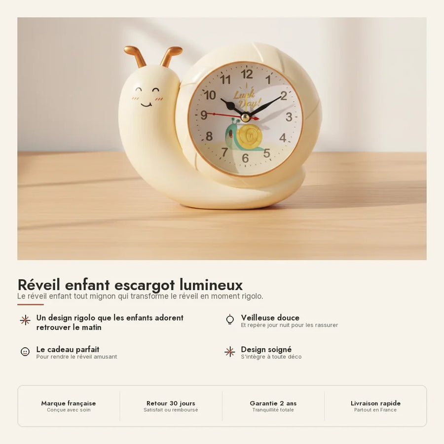 Réveil enfant escargot lumineux