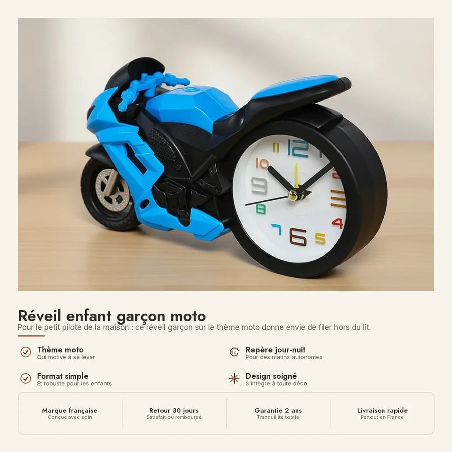 Réveil enfant garçon moto