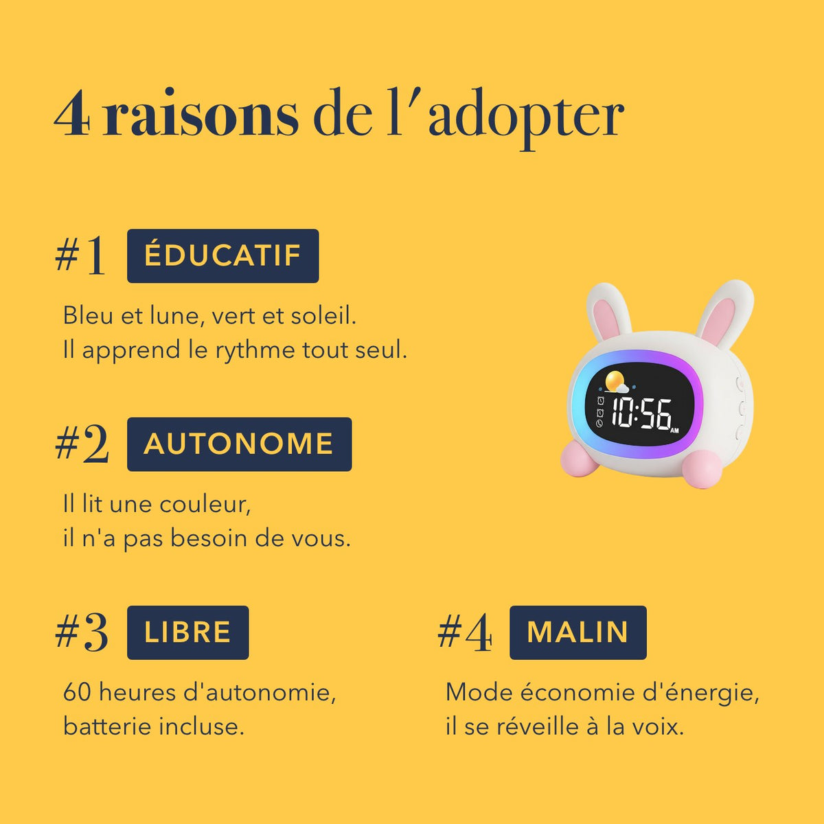 Quatre raisons d'adopter le réveil enfant jour et nuit lapin