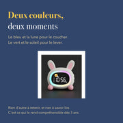 Réveil enfant jour et nuit lapin en détail