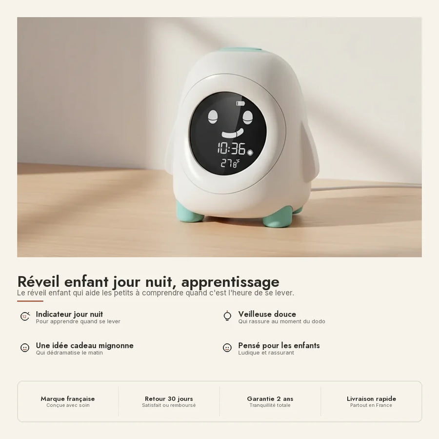 Réveil enfant jour nuit, apprentissage