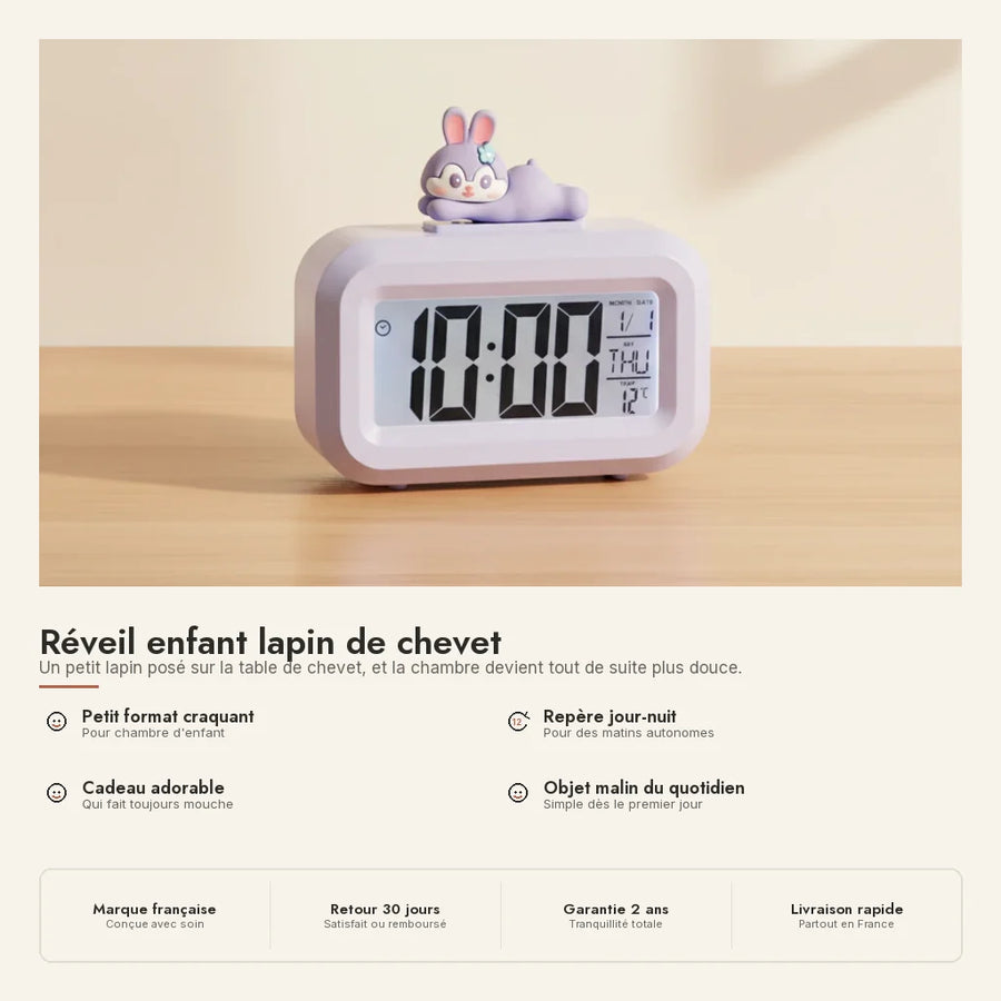 Réveil enfant lapin de chevet classique