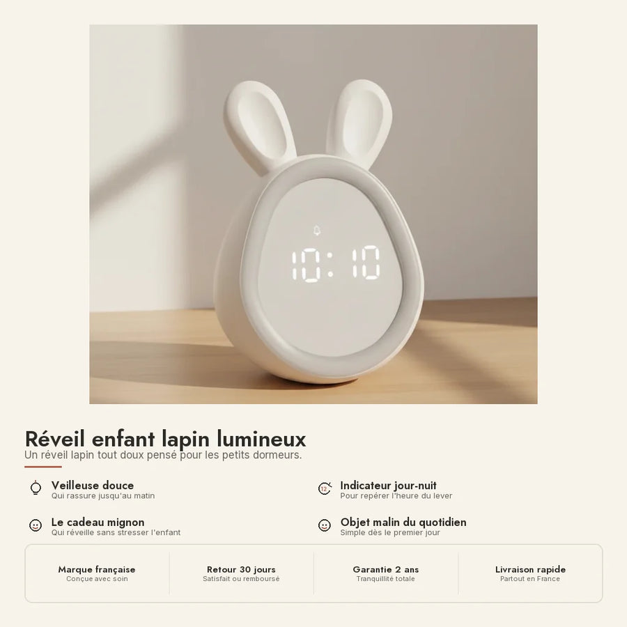 Réveil enfant lapin lumineux
