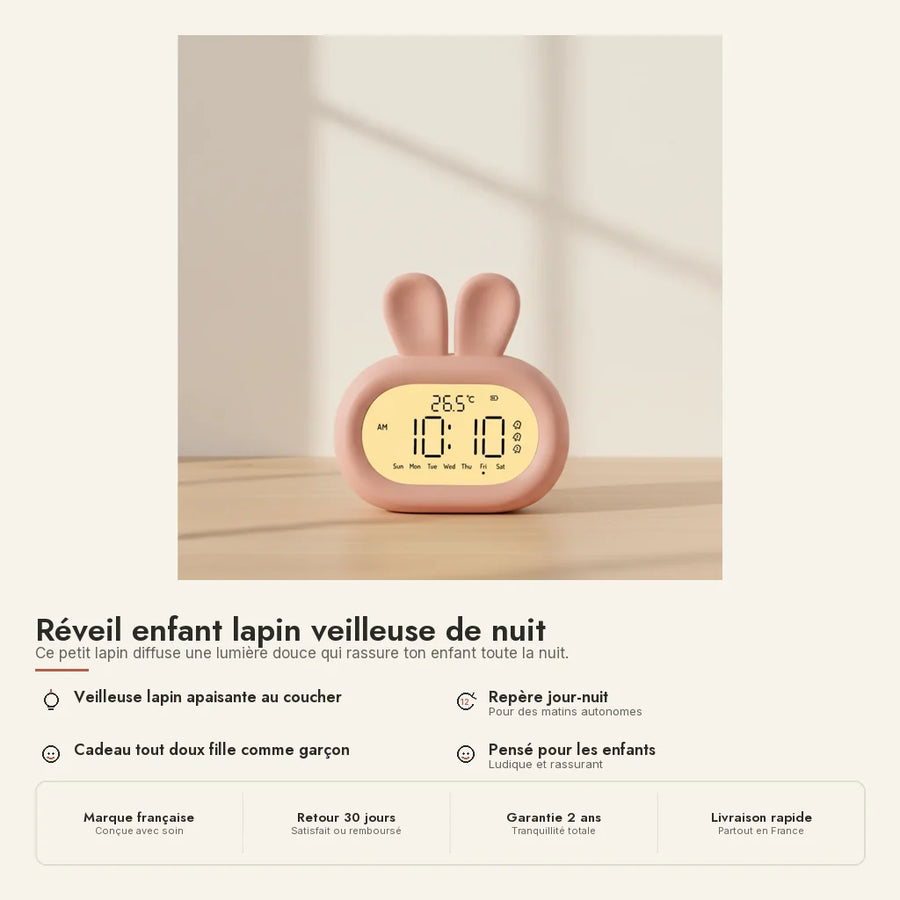 Réveil enfant lapin veilleuse de nuit