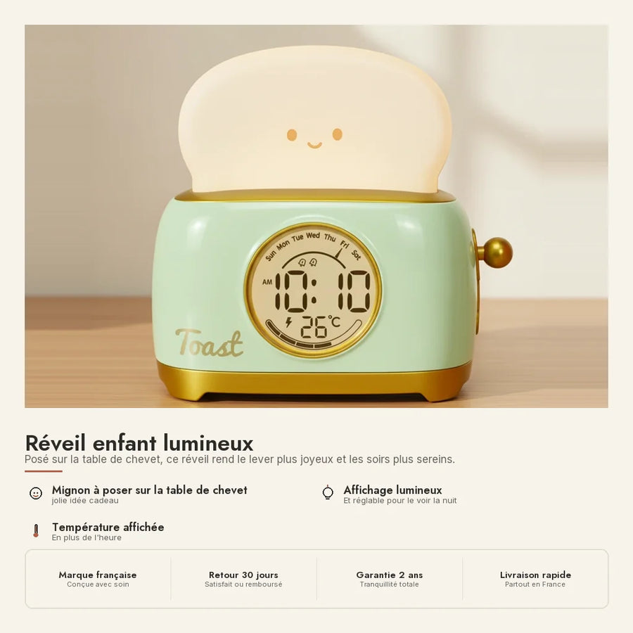 Réveil enfant lumineux vert & jaune