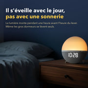 Réveil enfant simulateur d'aube éducatif en situation dans une chambre d'enfant