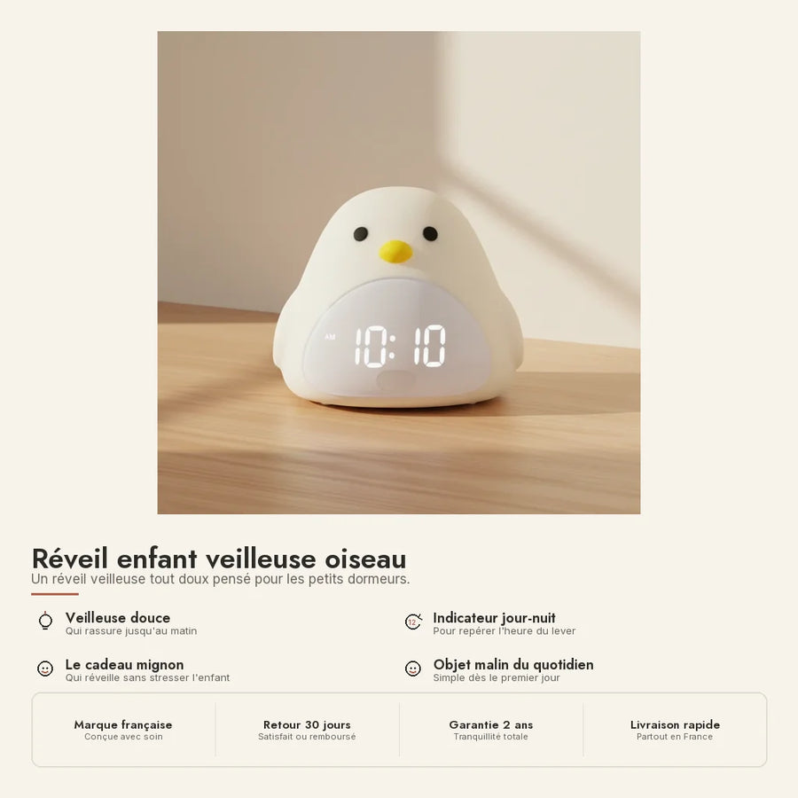Réveil enfant veilleuse oiseau