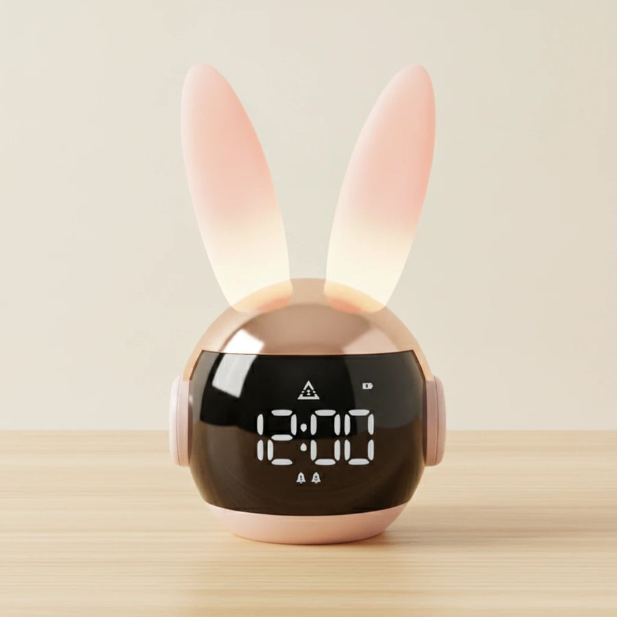 Réveil fille veilleuse lapin