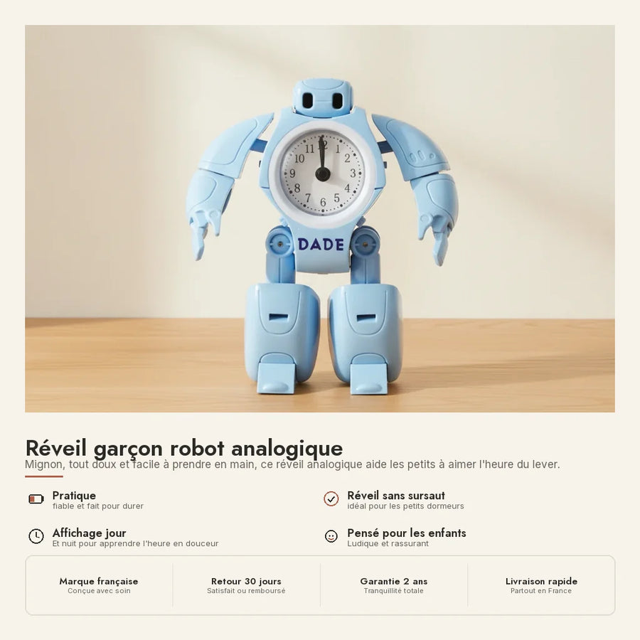 Réveil garçon robot analogique