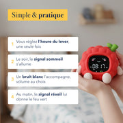 Comment utiliser le réveil jour et nuit enfant veilleuse framboise en quatre étapes