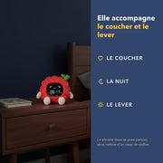 Les moments de la journée accompagnés par le réveil jour et nuit enfant veilleuse framboise