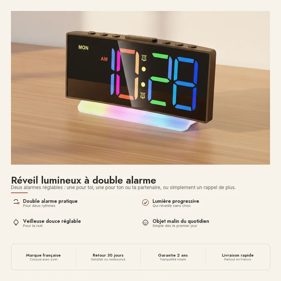 Réveil lumineux à double alarme