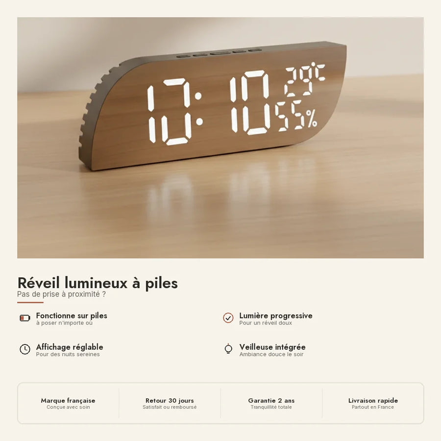 Réveil lumineux à piles