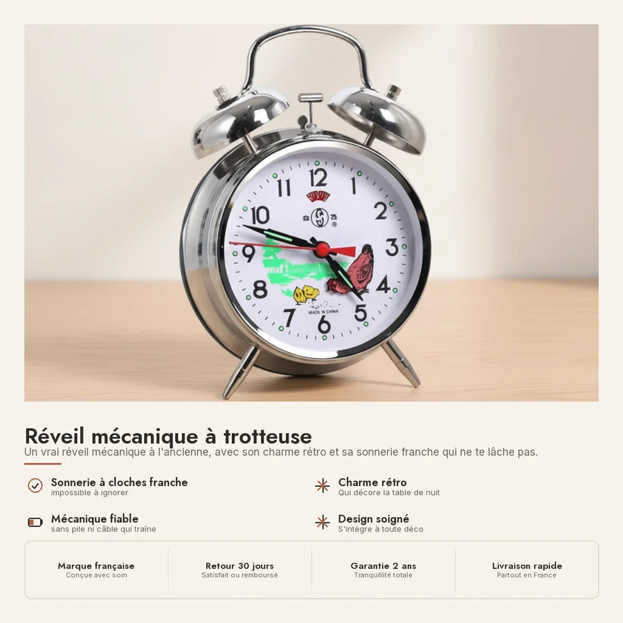 Réveil mécanique à trotteuse