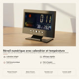 Réveil numérique avec calendrier et température