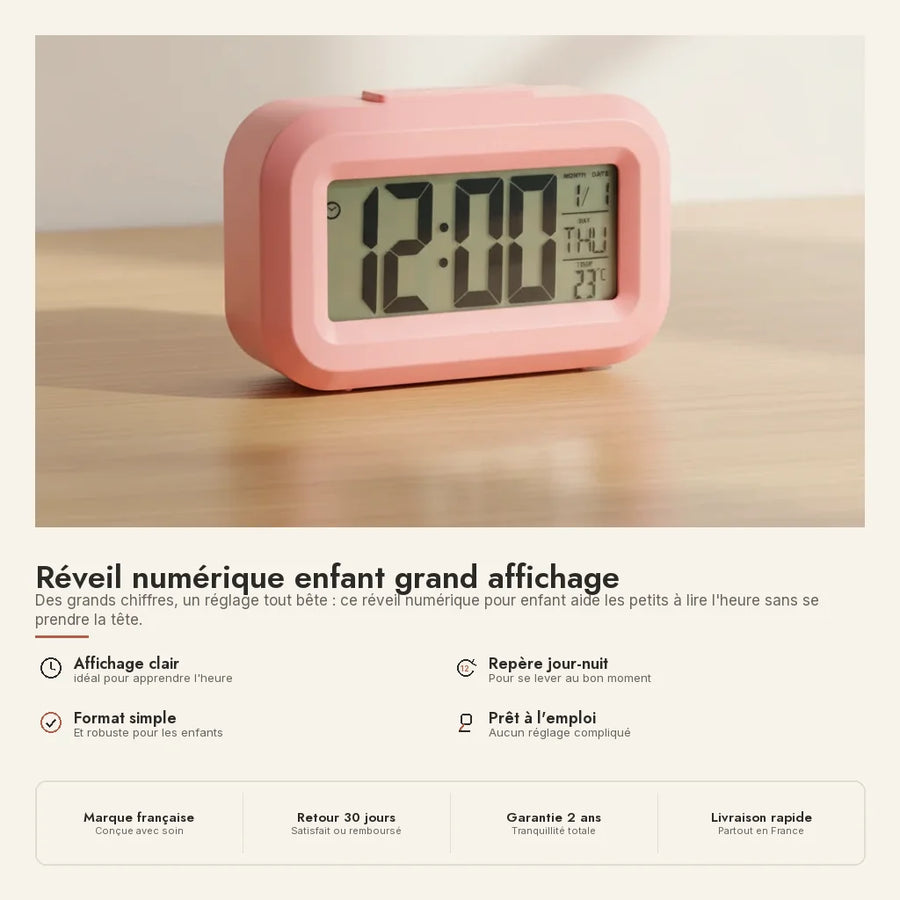 Réveil numérique enfant grand affichage